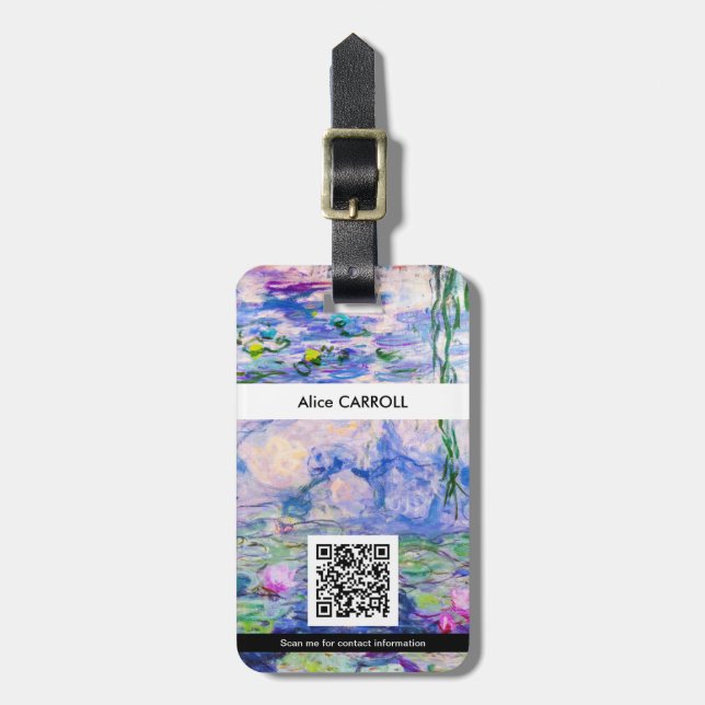 Étiquette À Bagage Monet - Lys d'eau / Nympheas 1919 - Code QR (Devant Vertical)