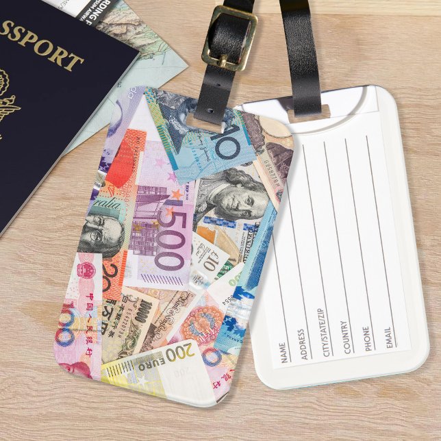 Étiquette À Bagage Monnaie Mixte Monde Conception Monétaire (Créateur téléchargé)