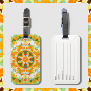 Étiquette À Bagage Monogram Bright Orange Green Magic Star Girl