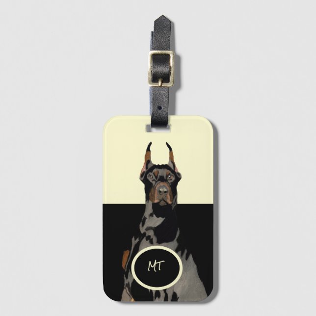 Étiquette À Bagage Monogram Doberman Pincher Classic (Devant Vertical)