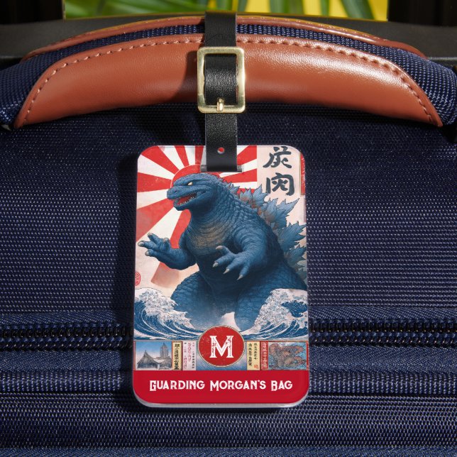 Étiquette À Bagage Monogram Name Lizard Monster Funny Retro (Insitu Rectoal 2)