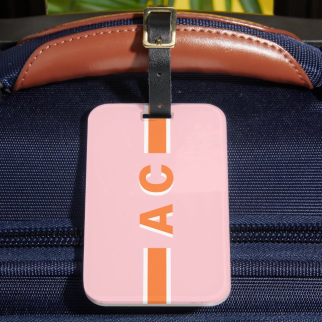 Étiquette À Bagage Monogram Retro Bachelorette Bagages personnalisés (Insitu Rectoal 2)