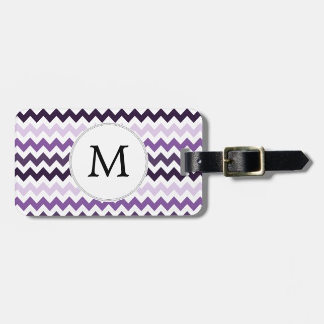 Étiquette À Bagage Monogram Zigzag Chevron Motif en violet (Devant horizontal)