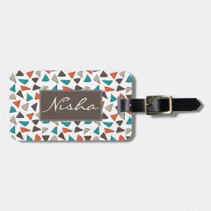 Étiquette À Bagage Monogramme à motif triangulaire aquarelle coloré