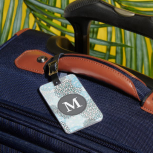 Étiquette À Bagage Monogramme à motifs floraux tendance moderne