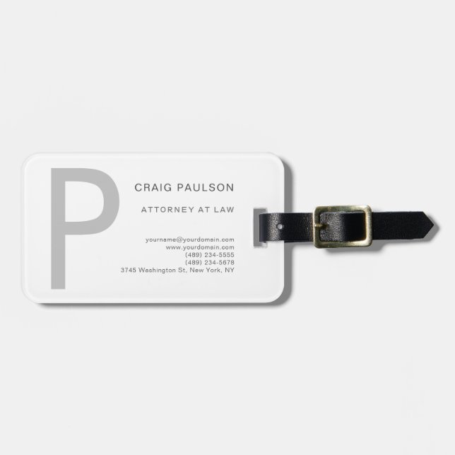 Étiquette À Bagage Monogramme Avocat de droit Moderne (Devant horizontal)