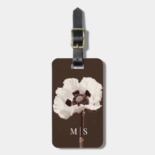 Étiquette À Bagage Monogrammé Beau Blanc Montana Fleur sauvage