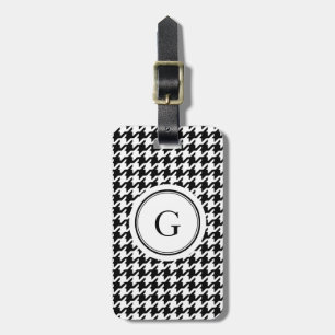 Étiquette À Bagage Monogramme blanc noir chic de motif de