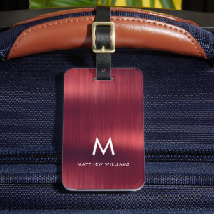 Étiquette À Bagage Monogramme Bourgogne Faux en acier métallique bros