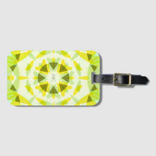 Étiquette À Bagage Monogramme brillant Jaune Vert magique