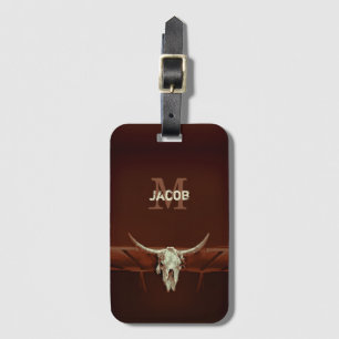 Étiquette À Bagage Monogramme Brown du crâne taureau Pays rustique de