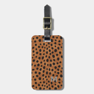 Étiquette À Bagage Monogramme brun chic d'impression de guépard