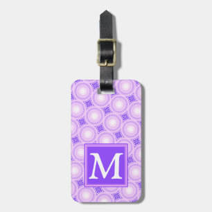 Étiquette À Bagage Monogramme cercles violets motif