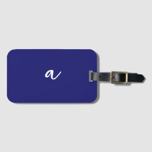 Étiquette À Bagage Monogramme clair minimaliste couleur bleu minuit