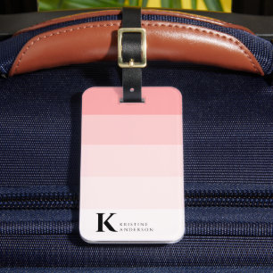 Étiquette À Bagage Monogramme Classique Feminine Girl Blush Pink Ombr
