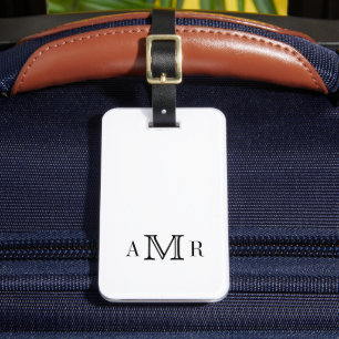 Étiquette À Bagage Monogramme classique minimaliste personnalisé