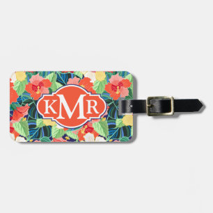 Étiquette À Bagage Monogramme coloré du motif   de ketmie
