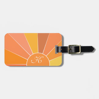 Étiquette À Bagage Monogramme | Conception Sun Abstraite personnalisé