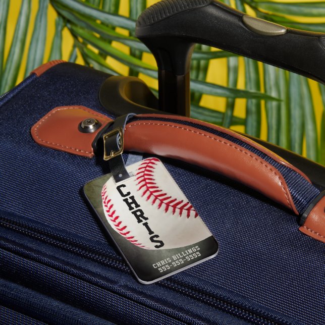 Étiquette À Bagage Monogramme de baseball ou 2-5 lettres (Insitu Rectoal 1)