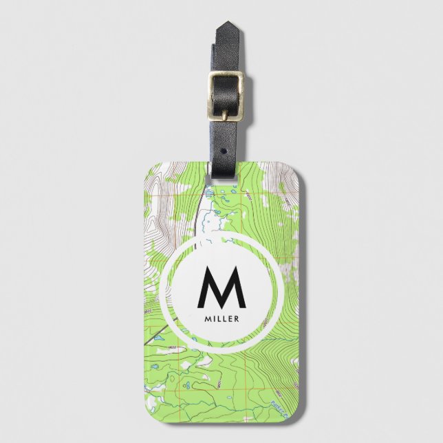 Étiquette À Bagage Monogramme de carte topographique (Devant Vertical)