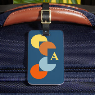 Étiquette À Bagage Monogramme de cercle aux trois quarts couleur rétr