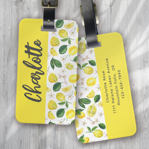 Étiquette À Bagage Monogramme de citron d'été