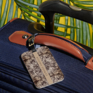 Étiquette À Bagage Monogramme de dessin chic Rose or et noir Mandala