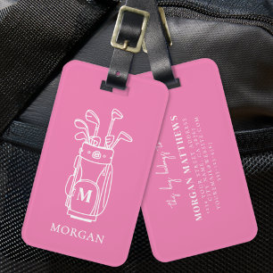 Étiquette À Bagage Monogramme de golf rose