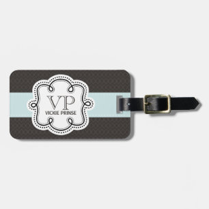 Étiquette À Bagage Monogramme de griffe Brown et Motif bleu