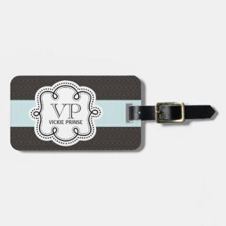 Étiquette À Bagage Monogramme de griffe Brown et Motif bleu