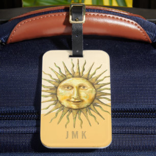 Étiquette À Bagage Monogramme de la face solaire céleste