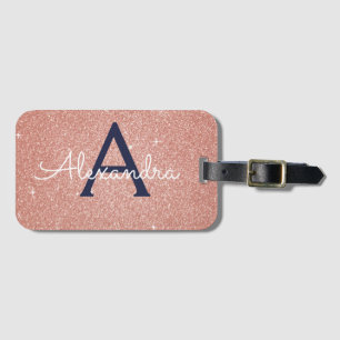 Étiquette À Bagage Monogramme de la Parties scintillant Blue Sparkle
