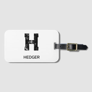 ÉTIQUETTE À BAGAGE MONOGRAMME DE NOM À UNE LETTRE NOIR MINIMALISTE BL