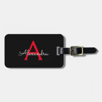Monogramme de nom féminin écriture rouge noir