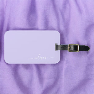 Étiquette À Bagage Monogramme de nom moderne écriture girly lavande v