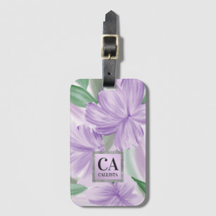 Étiquette À Bagage Monogramme de Parties scintillant Florale d'argent