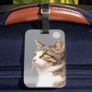 Étiquette À Bagage Monogramme de photo de chat personnalisée