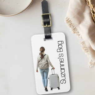Étiquette À Bagage Monogramme de photo personnalisé pour voyage de va