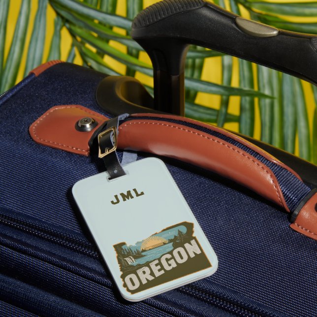Étiquette À Bagage Monogramme de silhouette rétro de l'Oregon (Insitu Rectoal 1)
