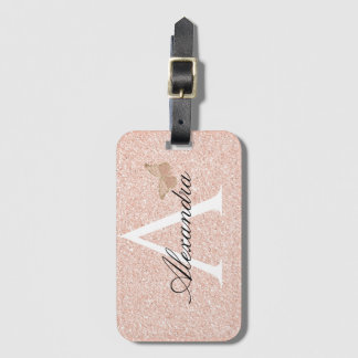 Étiquette À Bagage Monogramme de voyage moderne Elégant Girly Blush r