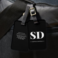 Monogramme deux initial rétro élégant noir blanc