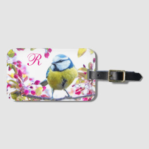 Étiquette À Bagage Monogramme d'oiseaux printaniers