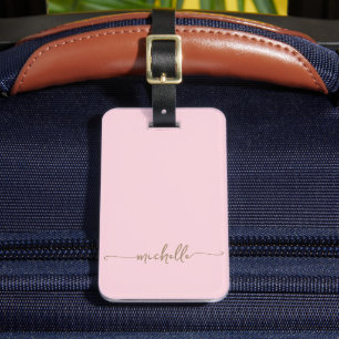 Étiquette À Bagage Monogramme élégant en écriture calligraphiée en or