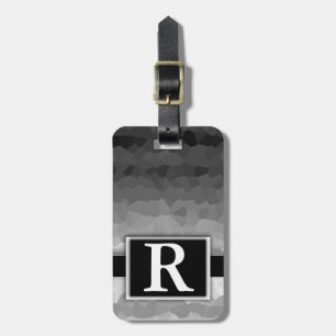 Étiquette À Bagage Monogramme élégant moderne Ombre noir et blanc