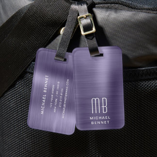 Étiquette À Bagage Monogramme Élégant Violet