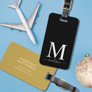 Étiquette À Bagage Monogramme et calligraphie avec Arrière - plan mod