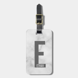 Étiquette À Bagage Monogramme et nom personnalisés modernes