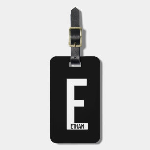 Étiquette À Bagage Monogramme et nom personnalisés modernes