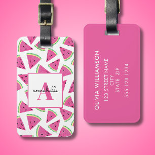 Étiquette À Bagage Monogramme Eté Watermelon Personnalisé