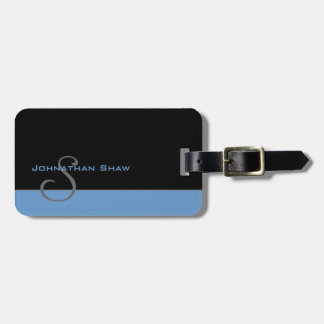 Étiquette À Bagage Monogramme fait sur commande 5 (bleu)